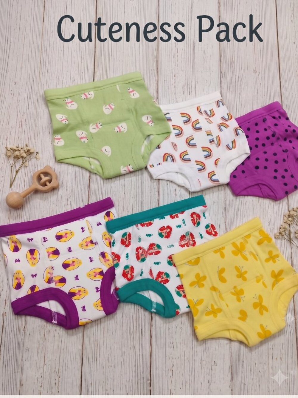 NWT 6-Pack Toddler Girls Cotton Potty Training Pants Underwear Cuteness Pack